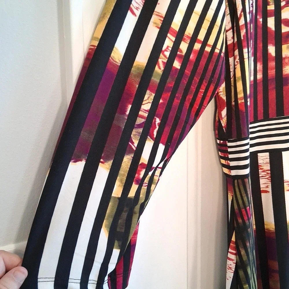 Ashley Stewart Plus Size Maxi Dress 22/24 Striped Floral Boho Wedding Guest - Picture 6 of 12